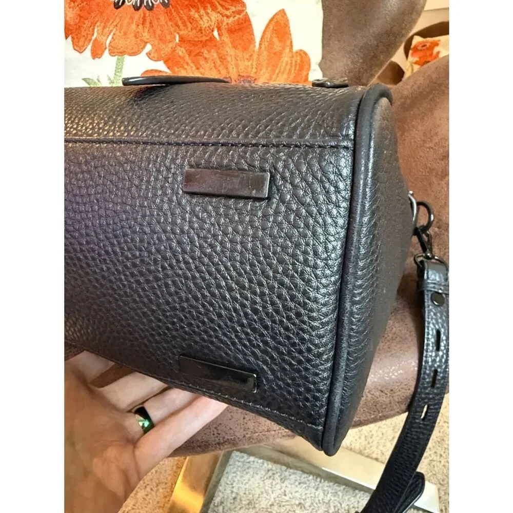 REBECCA MINKOFF SATCHEL BAG  JULES BLK ON BLK LEATHER & HARDWARE w/STRAP EUC